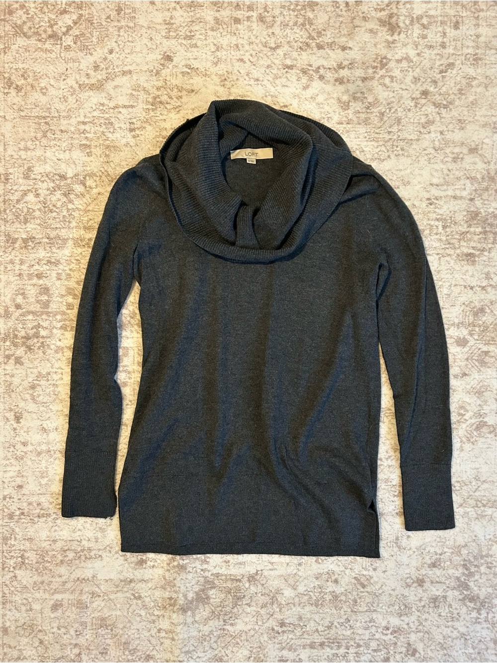 LOFT Charcoal Cowl Neck Sweater - Women's